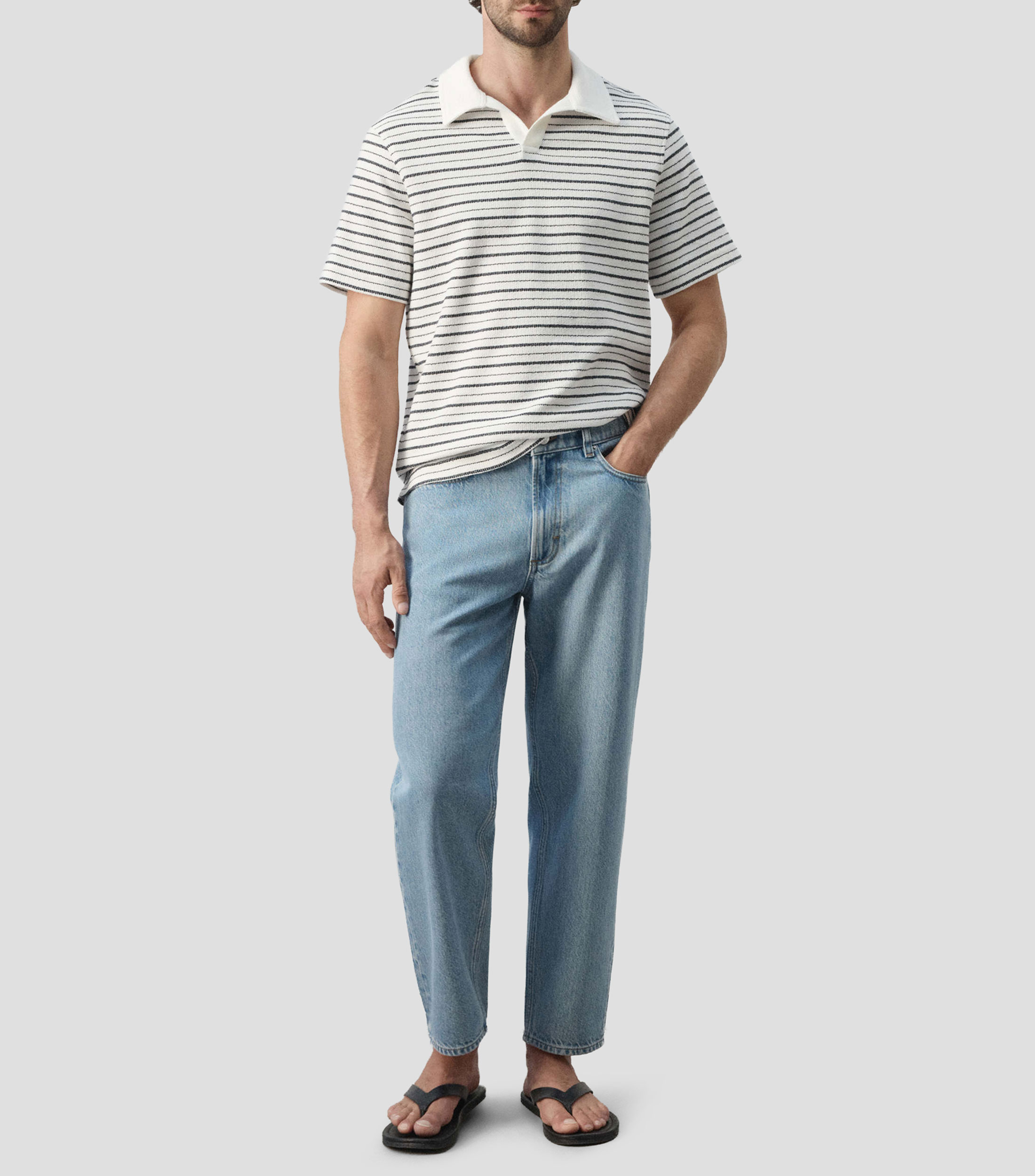 Playera tipo Polo manga corta con líneas Hombre